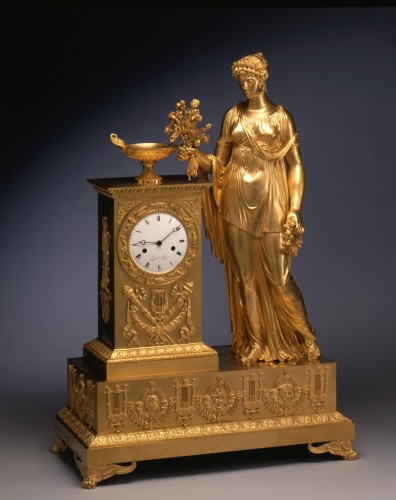 An Empire mantle clock signed on the white enamel dial Lesieur à Paris - Horology Style Empire