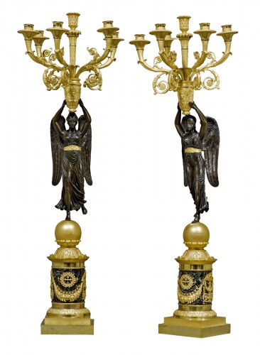 A pair of Empire six-light candelabra attributed to Pierre-Philippe Thomire