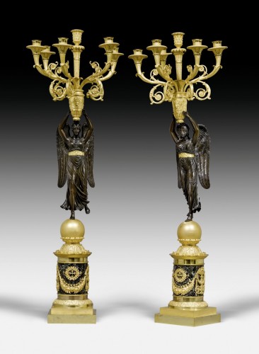 A pair of Empire six-light candelabra attributed to Pierre-Philippe Thomire - 