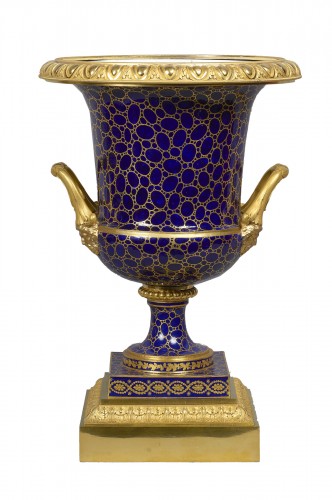 A Louis XVI Sèvres porcelain Medici vase with Empire mounts