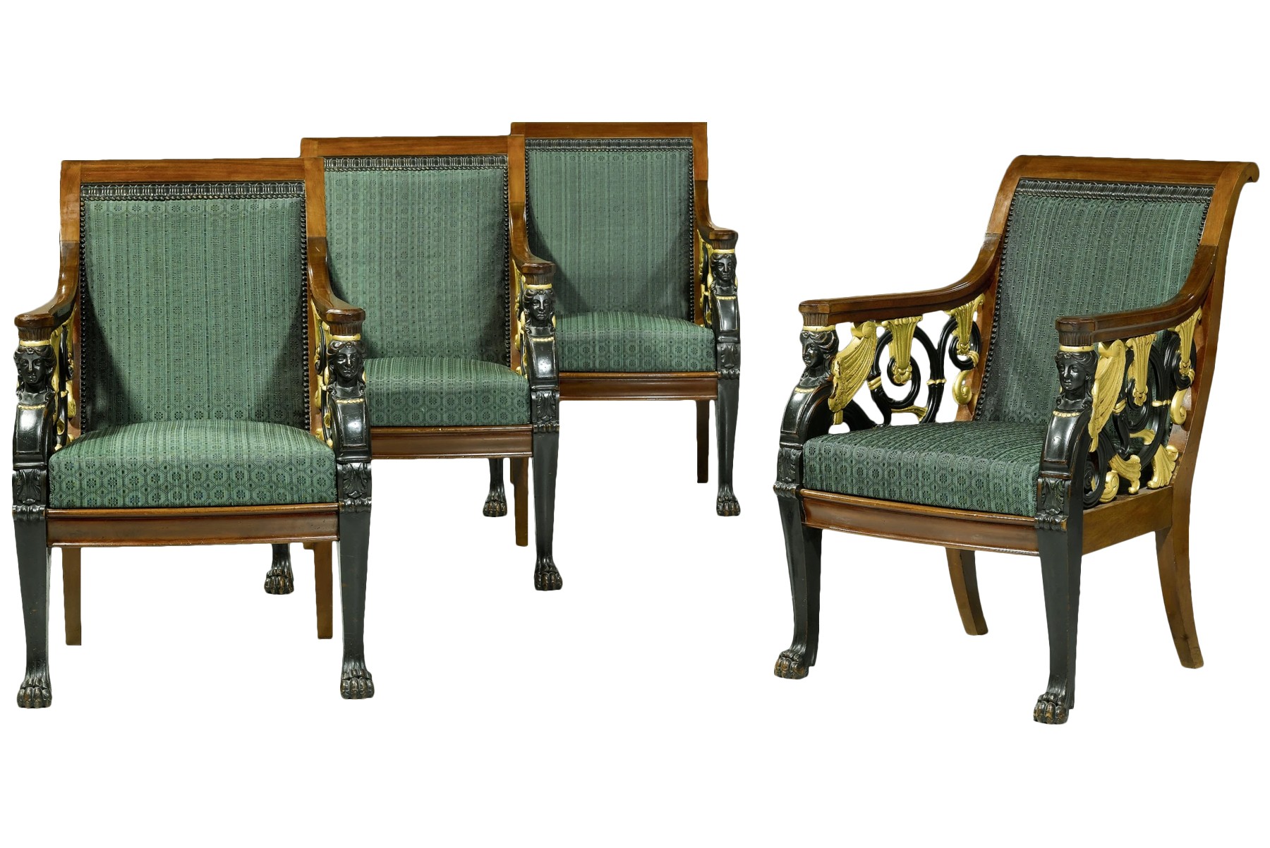 Riskant vertegenwoordiger Voor type A set of four Russian Empire open fauteuils - Ref.88946