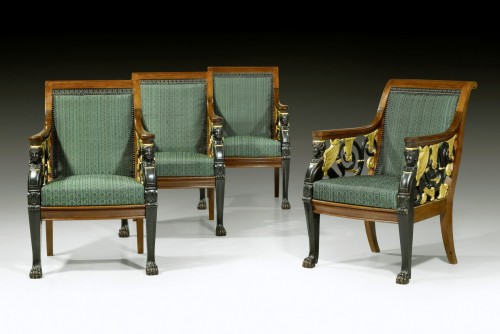 Sièges Fauteuil & Bergère - Ensemble de quatre fauteuils ouverts de l'Empire Russe