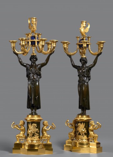 A pair of Empire seven-light candelabra - Lighting Style Empire