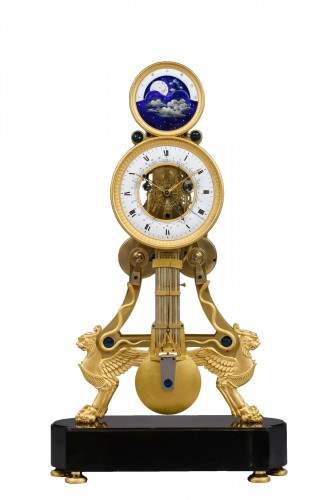 A large Directoire/Empire skeleton clock of month duration