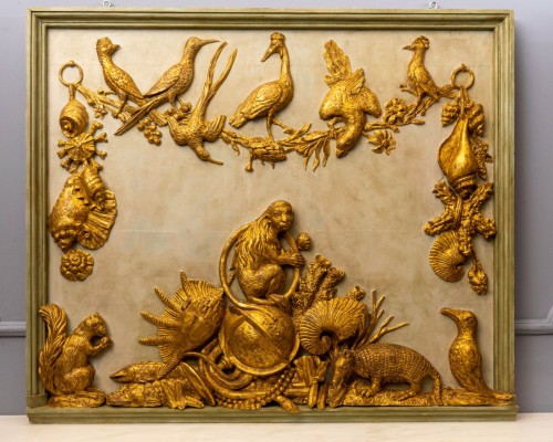 A late eighteenth century Spanish colonial carved giltwood panel  - Decorative Objects Style 