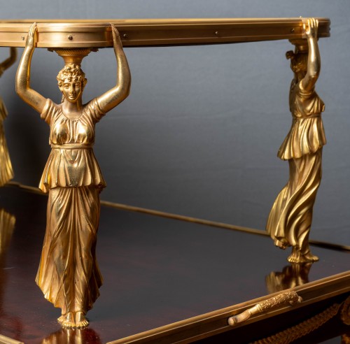 Table de milieu en bronze doré et acajou fin 19e - Mobilier Style Napoléon III