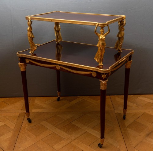 Mobilier Table & Guéridon - Table de milieu en bronze doré et acajou fin 19e