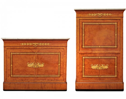An Empire secrétaire à abattant and matching commode
