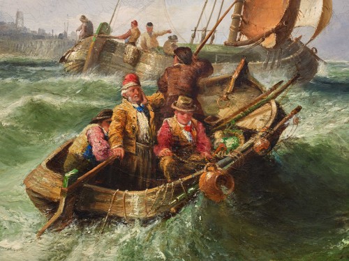 John Cheltenham Wake (1837-1882) La pêche au large de la côte - Tableaux et dessins Style 