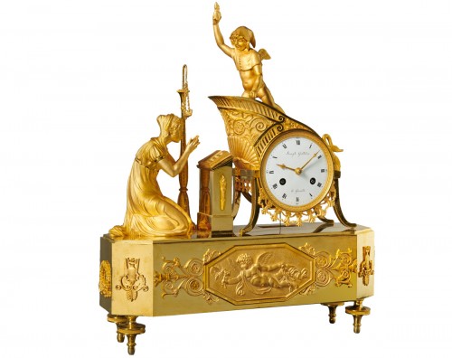 A Charles X gilt bronze mantel clock by Joseph Guillet
