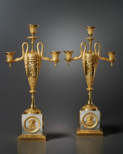 A pair of Empire three-light candelabra attributed to Claude Galle - 