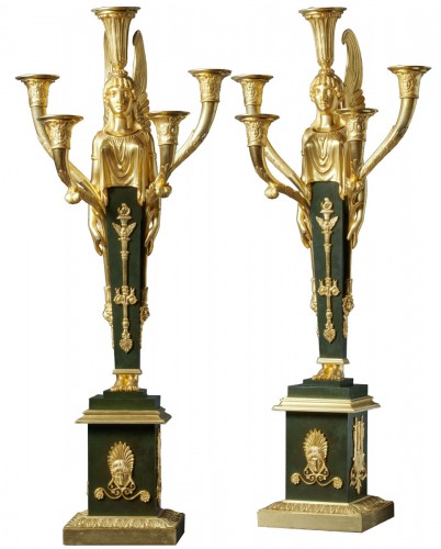 A pair of Empire five-light candelabra