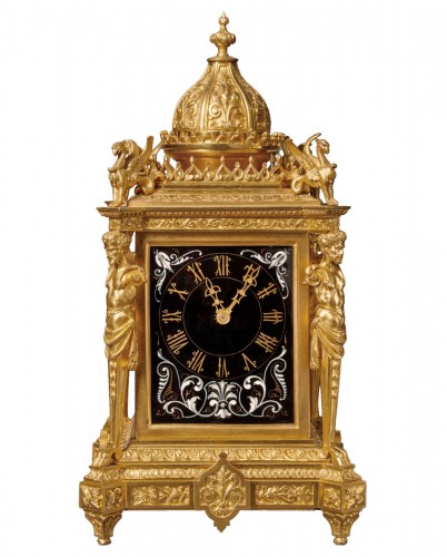 Pendule de cheminée musicale Napoléon III par Louis Fernier