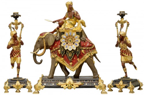 Garniture de cheminée Napoléon III "Aux Nubiens"