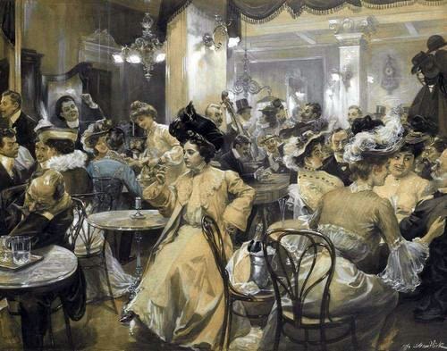 Austro-Hungarian scene in a bar - August Mandlick (1860-1934)