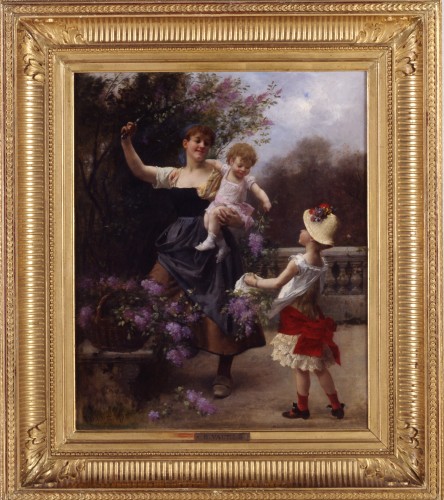 “Picking Flowers with Mother” - Benjamin Vautier (1829-1898)