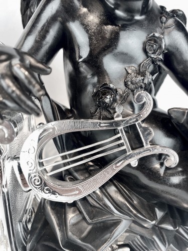 Louis XVI - Christofle Paris -important Silver Bronze mantel clock