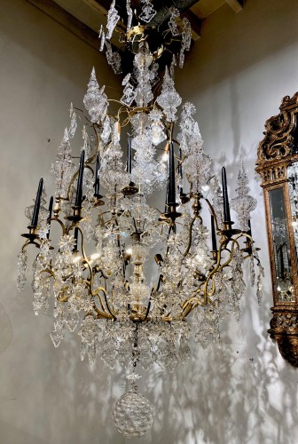 Antiquités - Grand lustre en cristal, fin 19e siècle