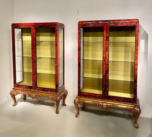 Mobilier Bibliothéque, vitrine - Paire de vitrines en écaille de tortue, - Maison Franck