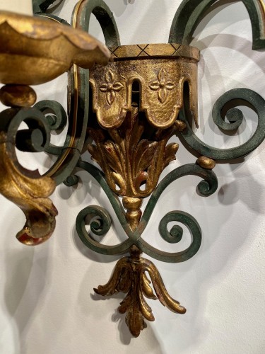 20th century - Pair Of Very Large Wrought Iron Sconces
