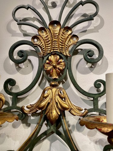 Pair Of Very Large Wrought Iron Sconces - 