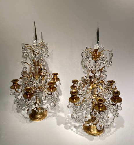 Antiquités - Pair Of Napoleon III Girandoles With Six Arms Of Light