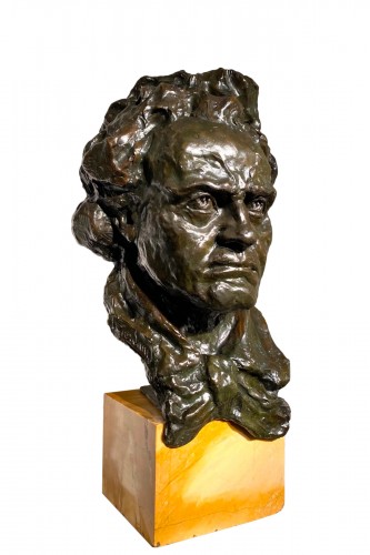 A large Bronze Bust Of Beethoven- Italo Giordani -Valsuani Cire Perdue