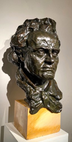 Sculpture  - A large Bronze Bust Of Beethoven- Italo Giordani -Valsuani Cire Perdue