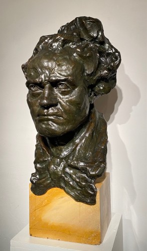 A large Bronze Bust Of Beethoven- Italo Giordani -Valsuani Cire Perdue - 