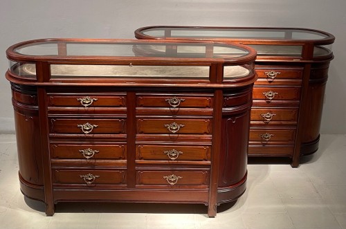 Pair Of Art Nouveau Mahogany Counters - Furniture Style Art nouveau