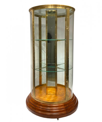 Important Round Brass Display Cabinet.