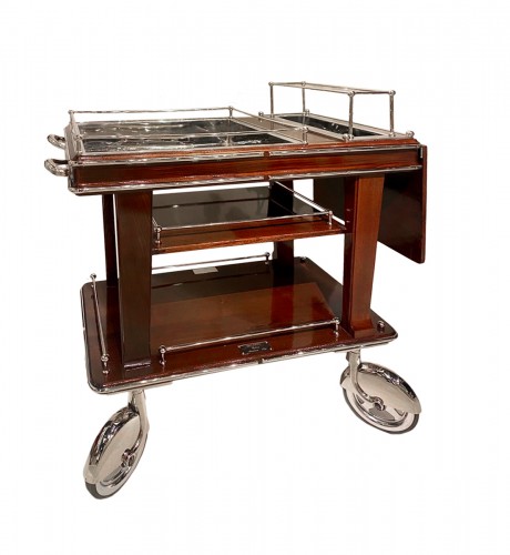Cart in chrome metal and lacquered wood by Henri Beard