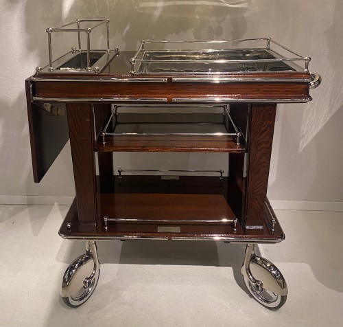 Cart in chrome metal and lacquered wood by Henri Beard - Furniture Style Art Déco