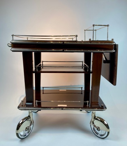 Furniture  - Cart in chrome metal and lacquered wood by Henri Beard