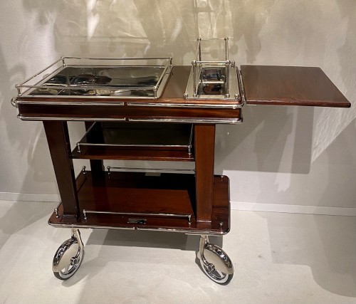 Art Déco - Cart in chrome metal and lacquered wood by Henri Beard