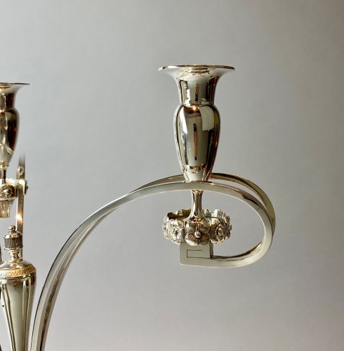 silverware & tableware  - Pair of Austro-Hungarian silver Biedermeier style candelabra
