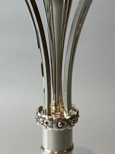 Pair of Austro-Hungarian silver Biedermeier style candelabra - 