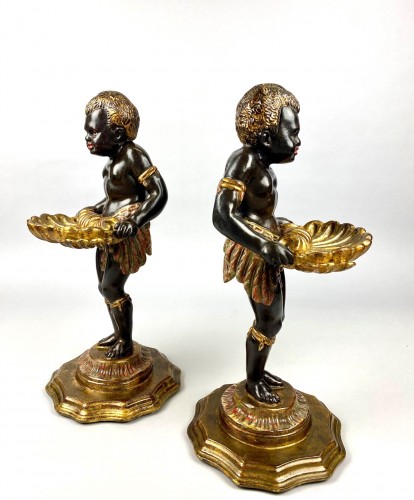 Pair Of Nubian Vide-poche, Italy 19th Century - Decorative Objects Style Napoléon III