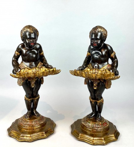 Napoléon III - Pair Of Nubian Vide-poche, Italy 19th Century