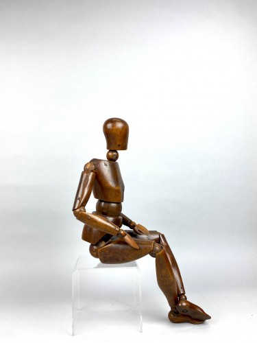 Art Déco - Articulated Studio Mannequin In Walnut, Early 20th Century