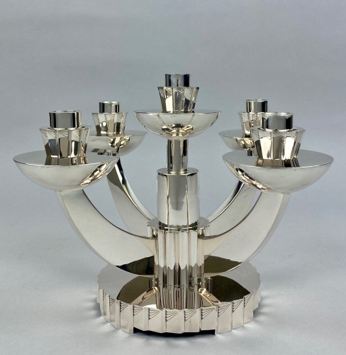 XXe siècle - Paire de candélabres Art Déco Portugais en argent