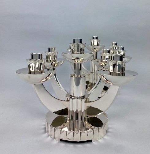 Paire de candélabres Art Déco Portugais en argent - Art Déco