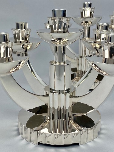 Antiquités - Paire de candélabres Art Déco Portugais en argent
