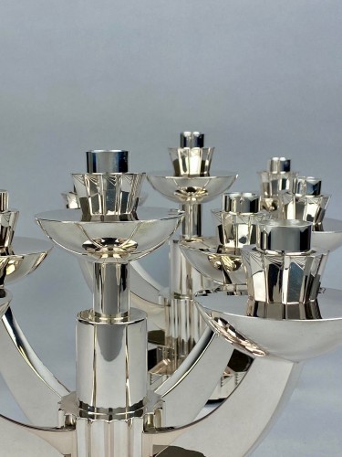 Antiquités - Paire de candélabres Art Déco Portugais en argent