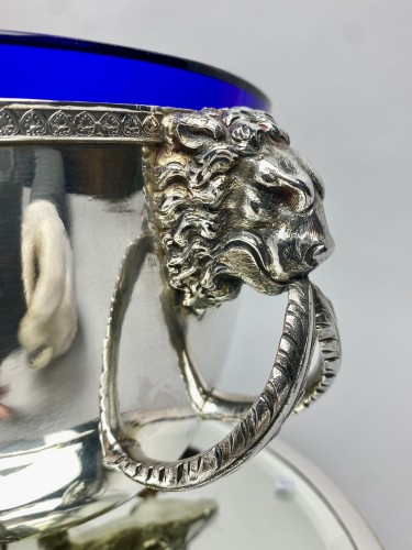 planter or centerpieces in solid silver and blue crystal - Louis XVI
