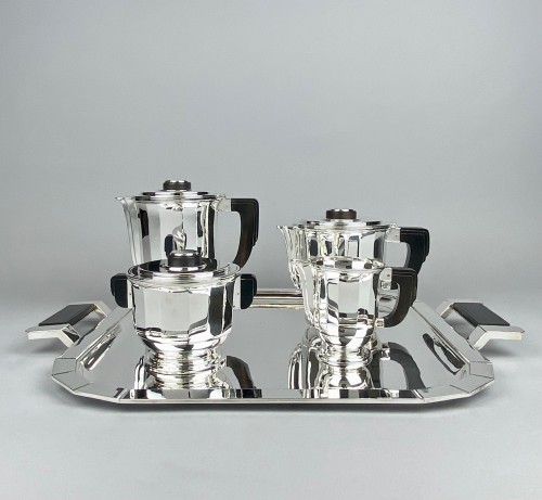 Ravinet d’Enfert -  Service à thé et à café en argent massif et ébène 1925 - Argenterie et Arts de la table Style Art Déco