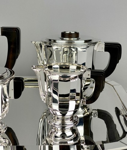 XXe siècle - Ravinet d’Enfert -  Service à thé et à café en argent massif et ébène 1925