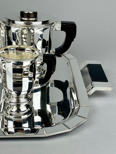 Art Déco - Ravinet d’Enfert -  Service à thé et à café en argent massif et ébène 1925