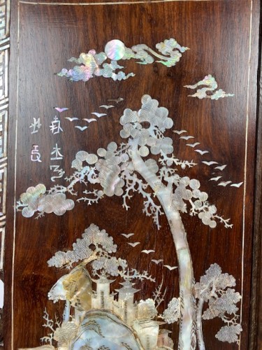 Grand écran Chinois en bois et nacre - Arts d