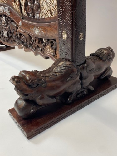  - Grand écran Chinois en bois et nacre
